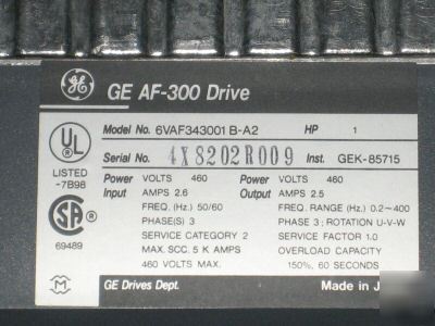 Ge af-300B drive 6VAF343001B-A2 1 hp