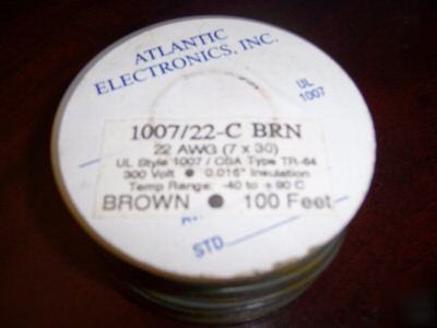 100 ft ul-1007 hook up wire 22 awg stranded brown