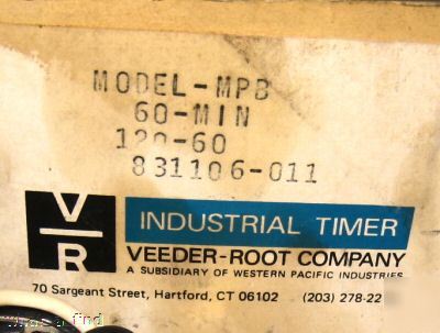 New veeder root industrial timer 60 min mpb 831106-011