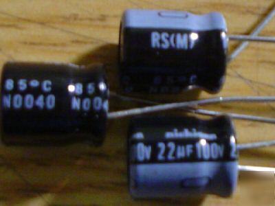 New 1000 nichicon 100V 22UF mini radial capacitors 