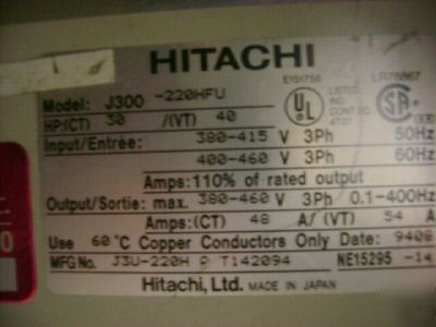 Hitachi igbt vfd J300 J300-220HFU 30 hp 40 hp 415 v 460