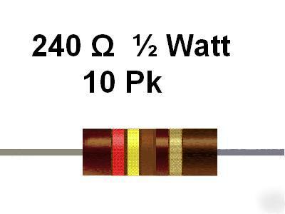 240 ohm 1/2 watt 5% carbon comp resistors (10PCS)