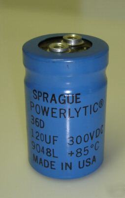 300V-120UF screw radial capacitor 85C sprague 36D 3 pc