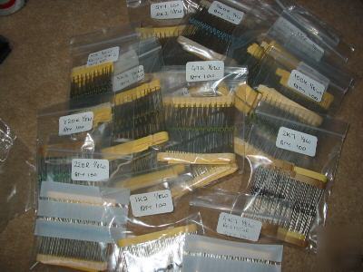 Resistor pack d 1/8 w various values (10 pks of 100 )