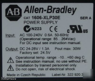 Allen-bradley micrologix 30W power supply 1606-xlp