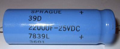 Lot of 10 sprague 39D 2200UF 25 vdc capacitor nos