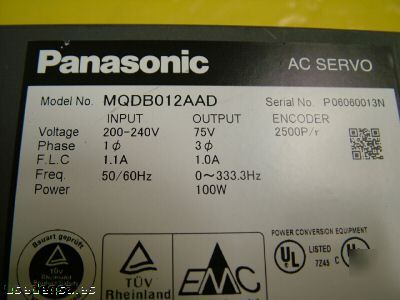 Panasonic 100W ac servo drive MQDB012AAD