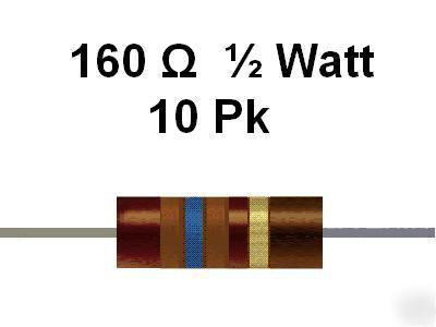 160 ohm 1/2 watt 5% carbon comp resistors (10PCS)