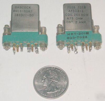 Babcock, dpdt,26.5VDC, crystal can relays, BR13-S167(3)