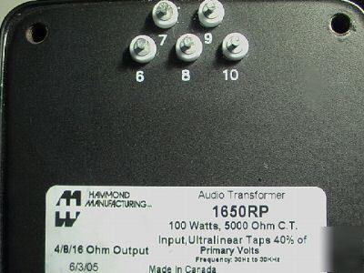 Hammond 1650RP tube audio out transformer for tube amp 