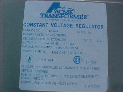 New acme computer constant voltage regulator 1 kva 
