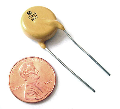 High voltage ceramic disc capacitor ~ .001UF 8000V (5)