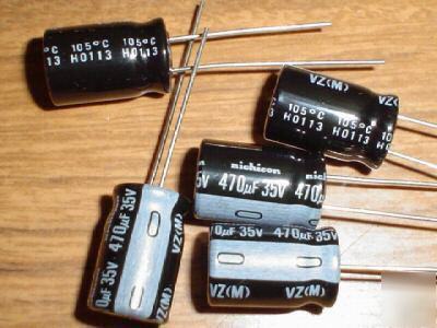 New 100 nichicon 35V 470UF hi temp radial capacitors 