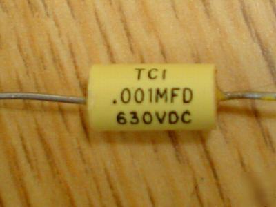 New 20 tci 630V .001UF axial mylar film capacitors 