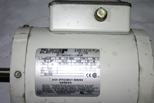Reliance elect. duty master a-c motor hp. 1/2