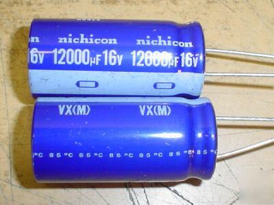 New 10 nichicon 16V 12,000UF radial capacitors 