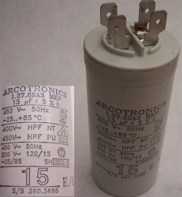 New arcotronics motor capacitor 15UF 450VAC 