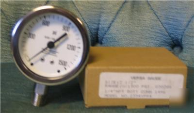 New versa gauge 0-1500 psi pressure gauge ss in box