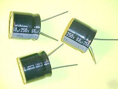 10 radial 105C electrolytic capacitor 68UF @ 250 volts