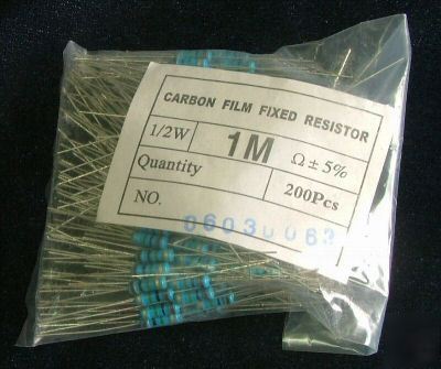 200 pcs 1M 1/2W carbon resistor for guitar amplifier