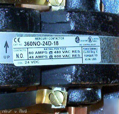 New mdi mercury contactor relay 360NO-24D-18 wrnty