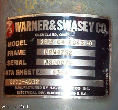 Warner & swasey 183-04-0043-0 183040043 servo motor 