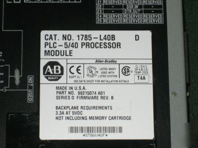 Allen bradley 1785-L40B series d plc 5/40 processor