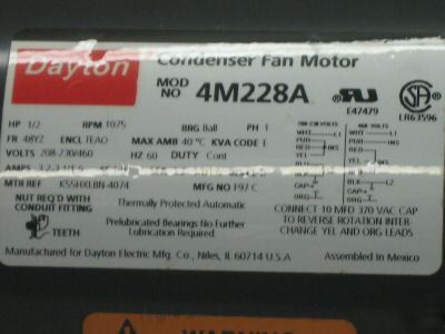 Dayton condenser fan motor 4M228 4M228A