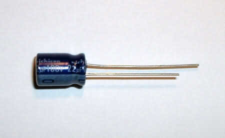 Electrolytic capacitor 22UF 100V long leads nichicon
