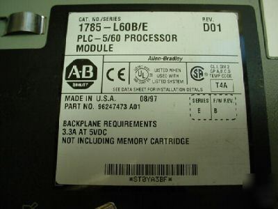 Allen bradley pcl 1785-L60B/e plc 5/60 processor module