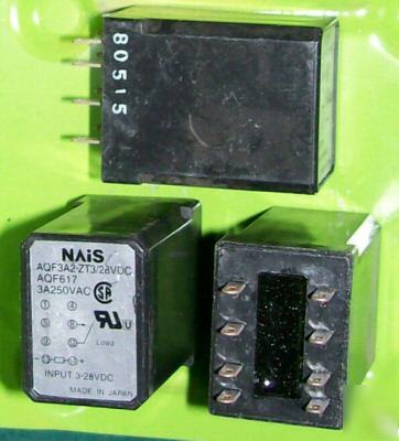 New nais AQF3A2-ZT3 dpdt relay, 28VDC relay, 250VAC, 3A