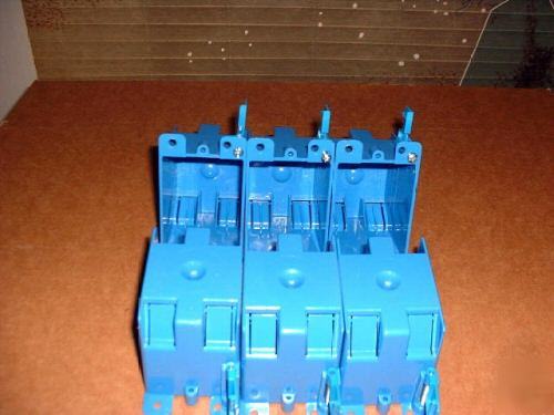 Single gang boxes, 9- plastic, blue carlon, with wings