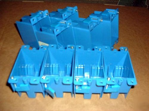 Single gang boxes, 9- plastic, blue carlon, with wings