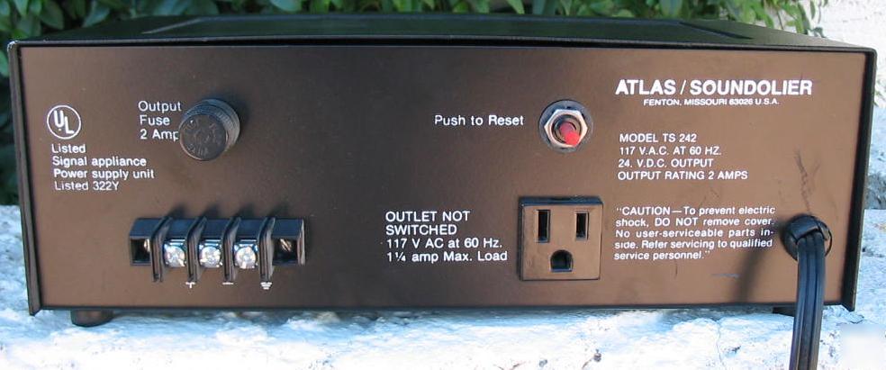 Atlas ts 242, 24 vdc, 2 amp power supply with ac outlet