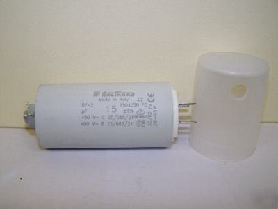 Motor run capacitor 15UF 400/450 volts with plastic cap