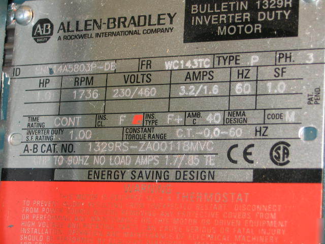 New allen bradley 1329R inverter duty motor encoder rel