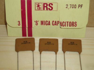 New pack of 3 rs 2,700PF 's' mica vintage capacitors - 