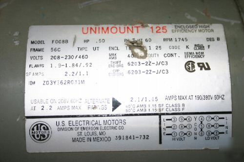 Unimount 125 enclosed high efficency motor hp .50