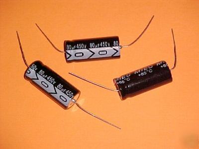 10 axial lead electrolytic capacitors - 80UF@ 450 volts