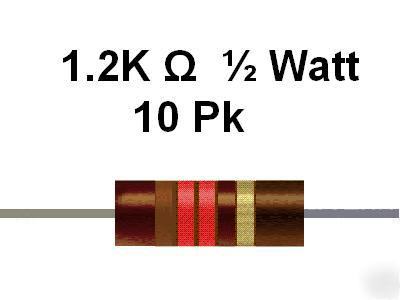 1.2K ohm 1/2 watt 10% carbon comp resistors (10PCS)