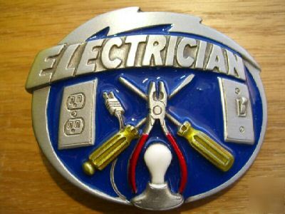 Electrician belt buckle.cable.wire.fuse.electricians.T9