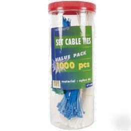 K/TF1000 - 1000 pc. assorted cable ties - wire, zip tys