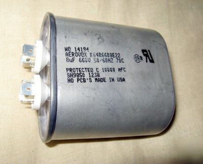 8 aerovox 8UF, 660VAC oil filled metal can capacitors