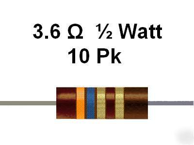 3.6 ohm 1/2 watt 5% carbon comp resistors (10PCS)