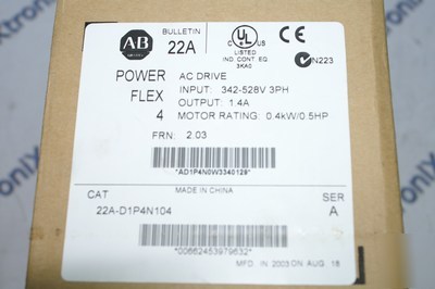 Allen bradley 22A-D1P4N104 powerflex 3PH ac drive