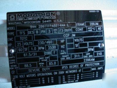 Marathon industries 25HP severe duty drive motor