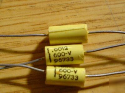 New 100PCS 600V .0012UF axial mylar capacitors 