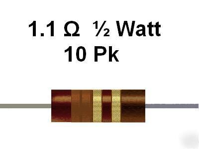 1.1 ohm 1/2 watt 5% carbon comp resistors (10PCS)