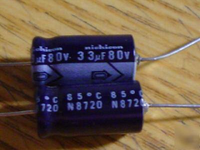 New 50PCS nichicon 80V 33UF 85C axial capacitor 