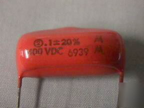 25 sprague .1UF 400VDC orange drop capacitors